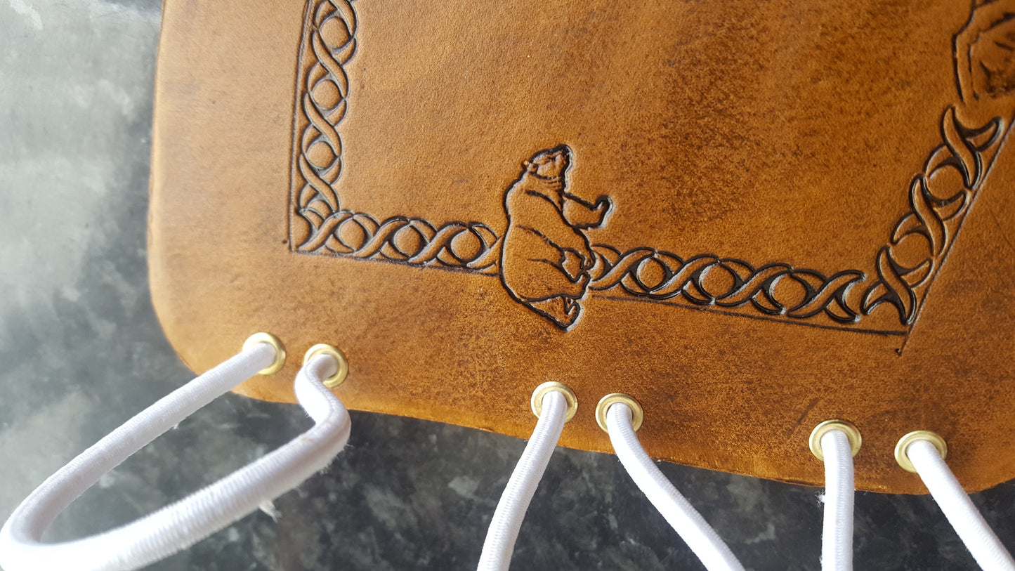 Handcrafted Leather Bracer - Standard - Nature stamps
