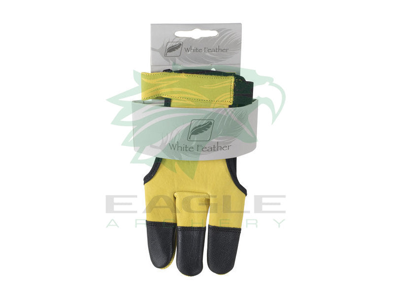 White Feather Bow hand protector glove for longbow