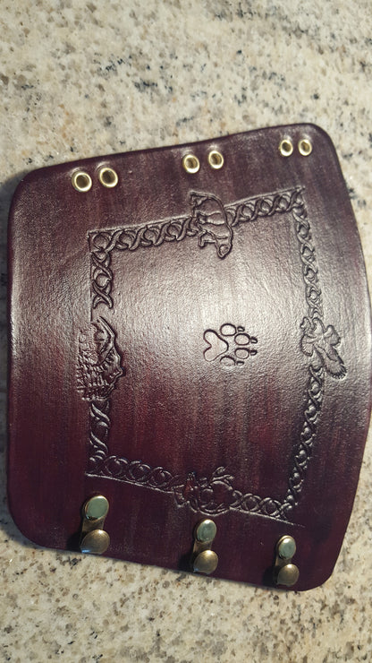 Handcrafted Leather Bracer - Standard - Nature stamps