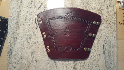 Handcrafted Leather Bracer - Standard - Nature stamps