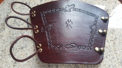 Handcrafted Leather Bracer - Standard - Nature stamps