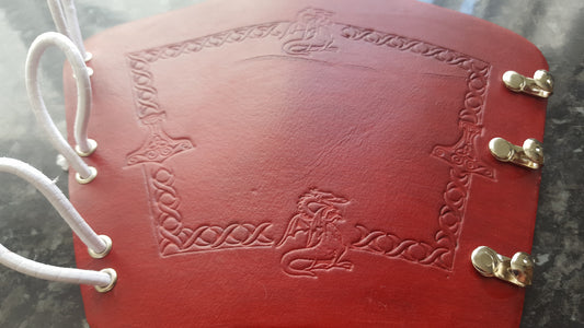 Handcrafted Leather Bracer - Standard - Dragon/Hammer stamps