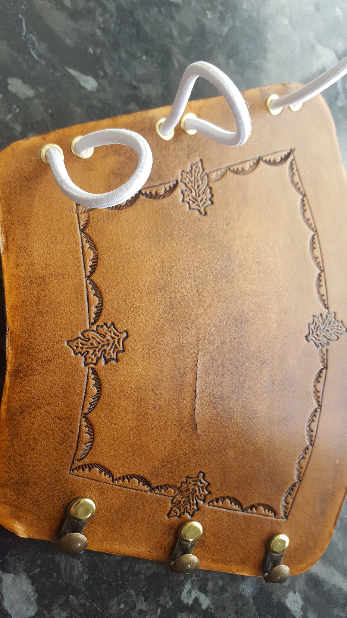 Handcrafted Leather Bracer - Standard -  Oak Leaf stamps