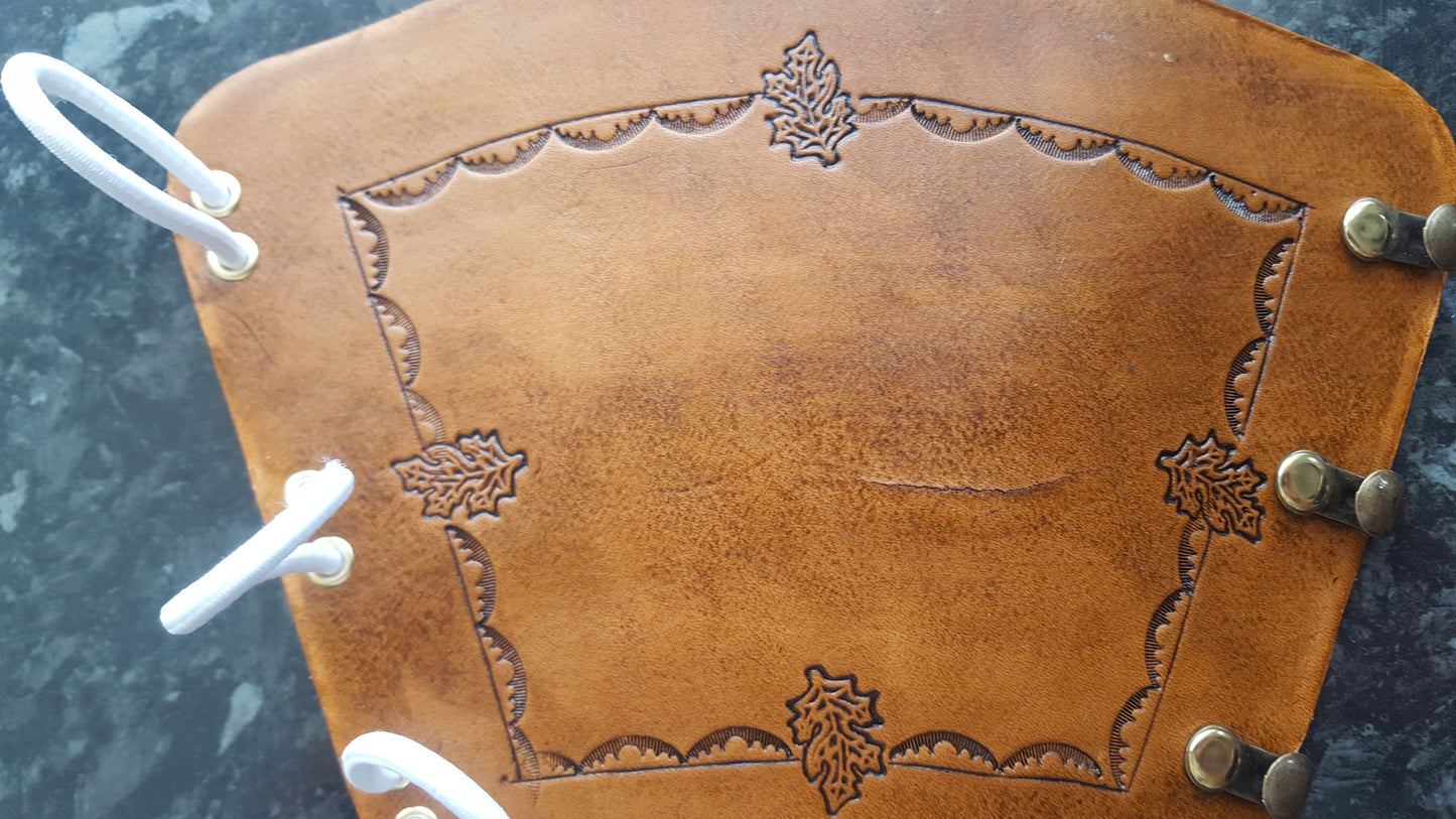 Handcrafted Leather Bracer - Standard -  Oak Leaf stamps