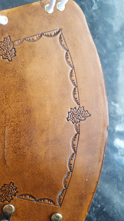 Handcrafted Leather Bracer - Standard -  Oak Leaf stamps