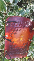 Handcrafted Leather Bracer - Basket Weave with Stamp
