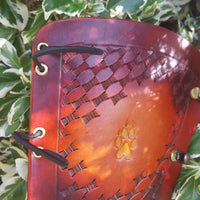 Handcrafted Leather Bracer - Basket Weave with Stamp