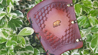 Handcrafted Leather Bracer - Basket Weave with Stamp
