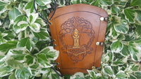 Handcrafted Leather Bracer - Tree of Life with Mjolnir

