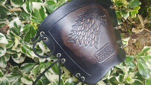 Handcrafted Leather Bracer - Game of Thrones - House Stark