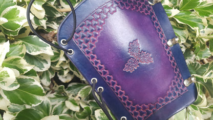 Handcrafted Leather Bracer - Oak Leaves