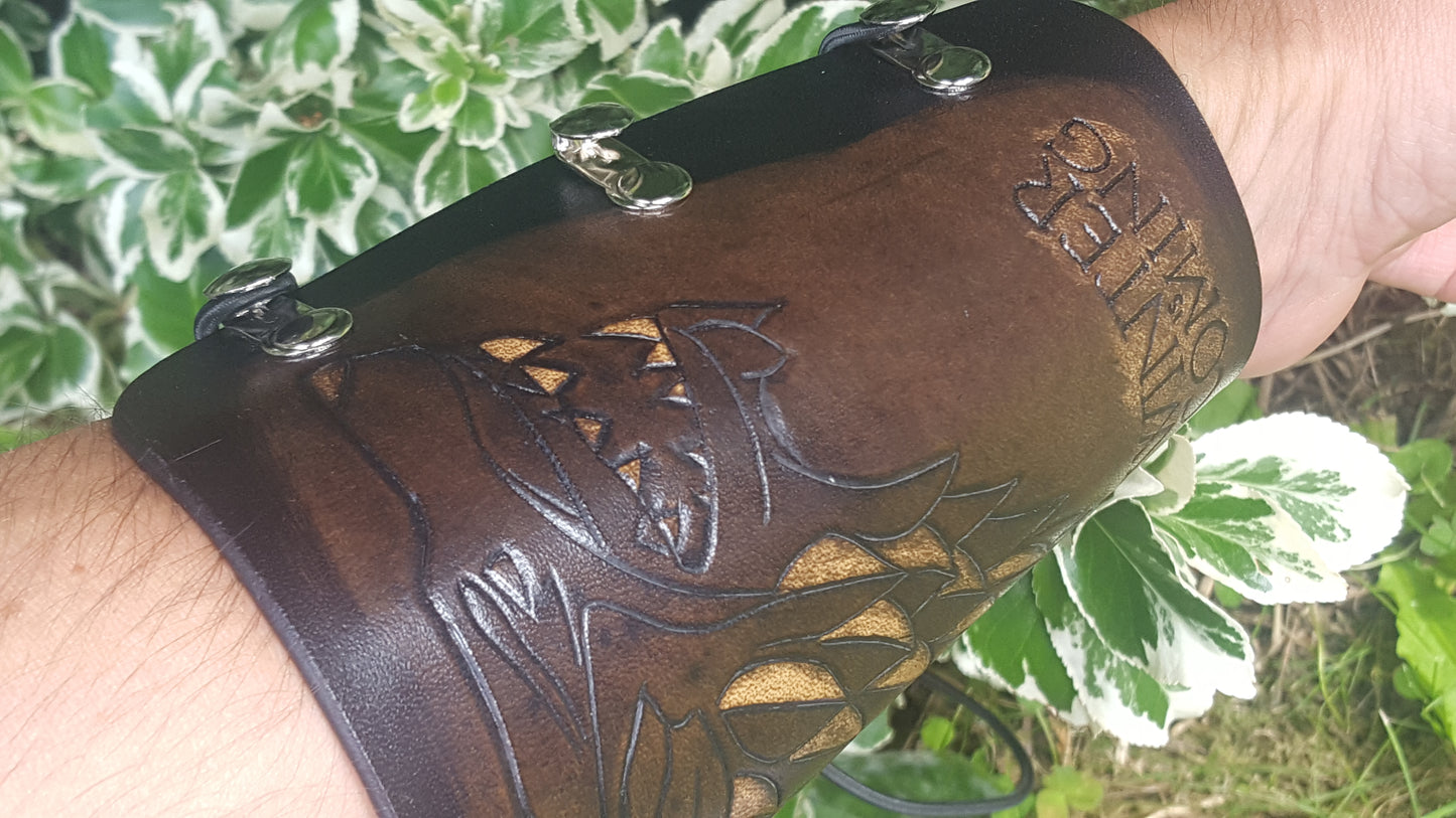 Handcrafted Leather Bracer - Game of Thrones - House Stark